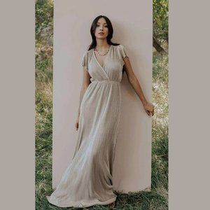 Baltic Born Gold Athena Pleated Maxi Dress XS Maternity Friendly